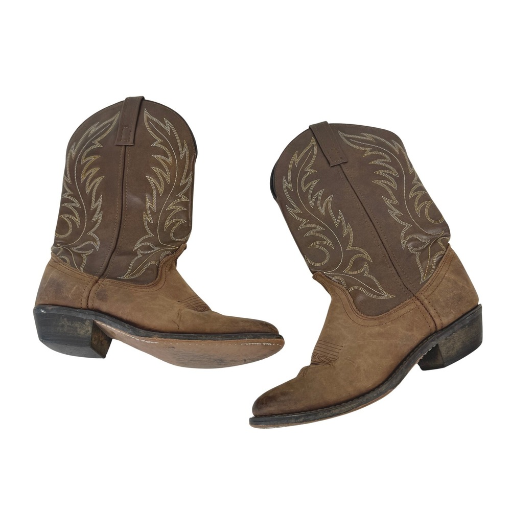 Laredo 5742 Womens‎ Brown Leather Western Cowboy Boots 7 M Two Tone Stitching
